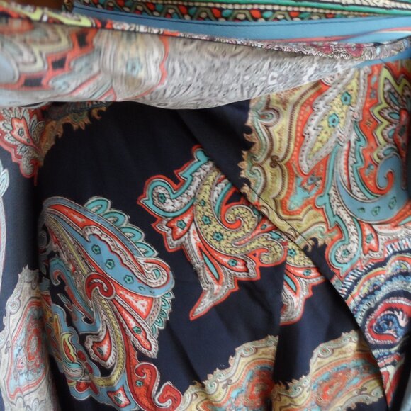 Scalan Theodore 100% Silk Blue Multi Jumpsuit w/Front Wrap Detail Size US 4 - Picture 8 of 16